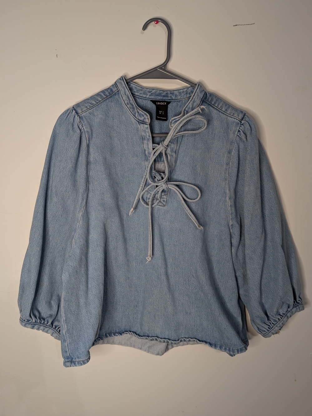 LINDEX Light Blue Denim Blouse w/ 3/4 Sleeves